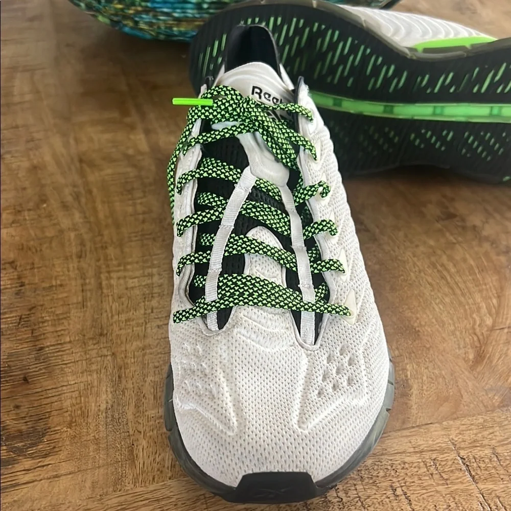 Reebok White and Neon Green Athletic Shoes